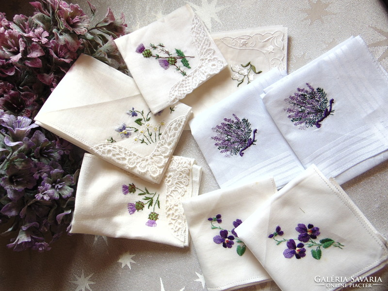 2 lavender textile handkerchiefs