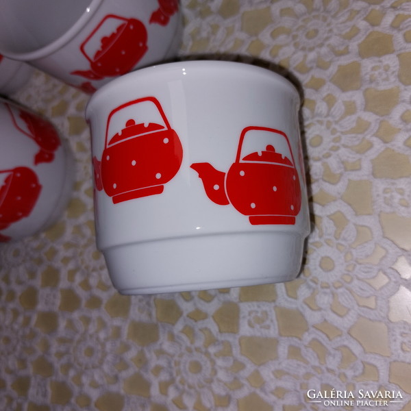 Zsolnay ritka piros teáskannás porcelán bögre, csésze