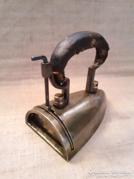 Biedermeier brass ox tongue iron with cast iron insert inside