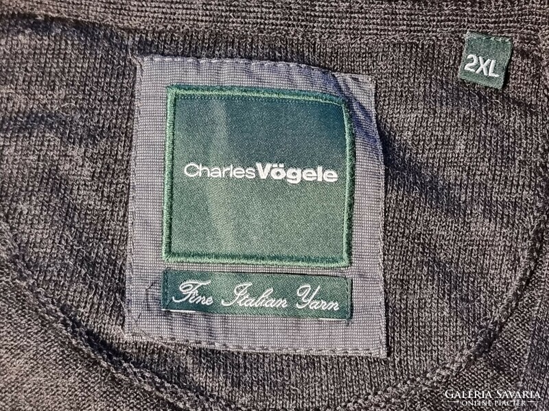 Charles Vögele Fine  Italian Yarn szürke igényes férfi mellény.( 2XL )