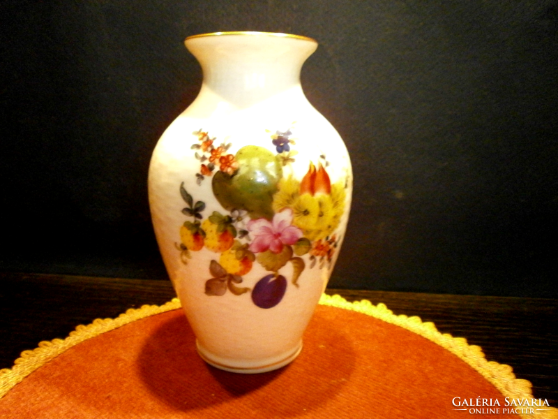 Herend vase with fruit pattern.