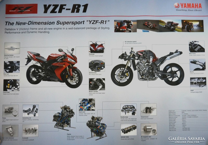 Yamaha YZF R1 motorkerékpár poszter eredeti gyári reklámanyag 59x84 nem másolat, nem utánnyomás