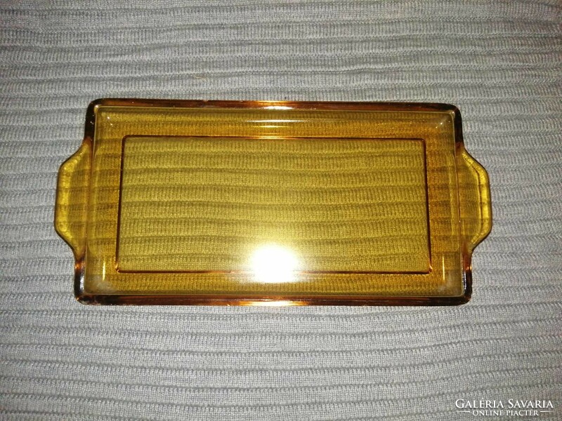 Retro amber glass tray 15.5*28.5 cm (a3)
