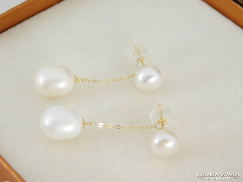 Pearl 18k gold earrings 2 in 1