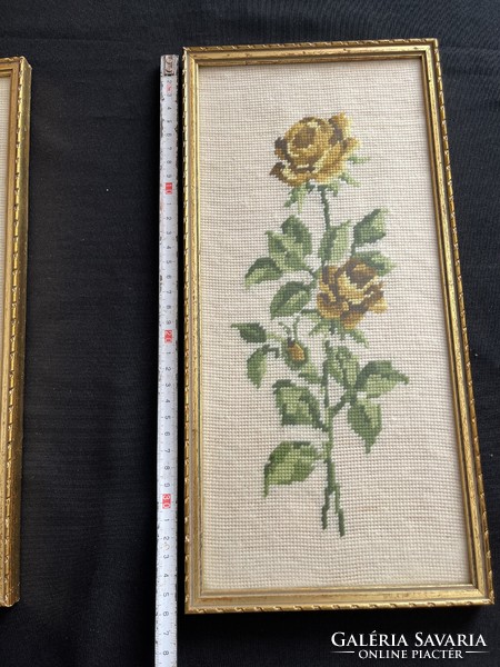2 old floral goblet pictures framed