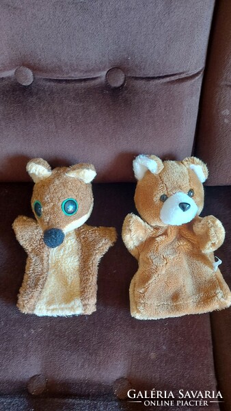 Retro plush dolls fox and bear