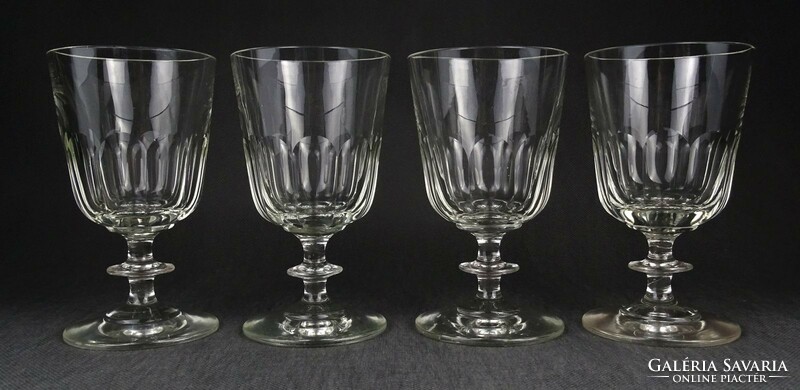 1O714 Antik Biedermeier talpas üveg pohár készlet 4 darab