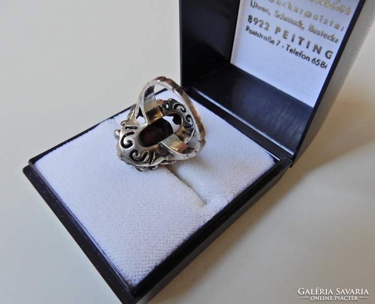 Régi Bartel&Sohn ezüst gyűrű gránát kővel