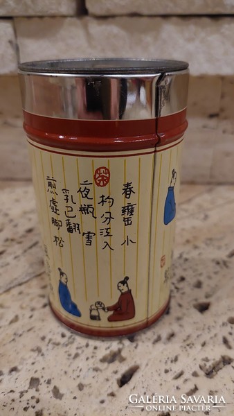 Kínai teás régi pléhdoboz szép állapotban