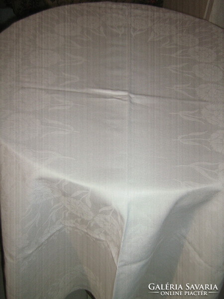 Beautiful antique white floral damask tablecloth