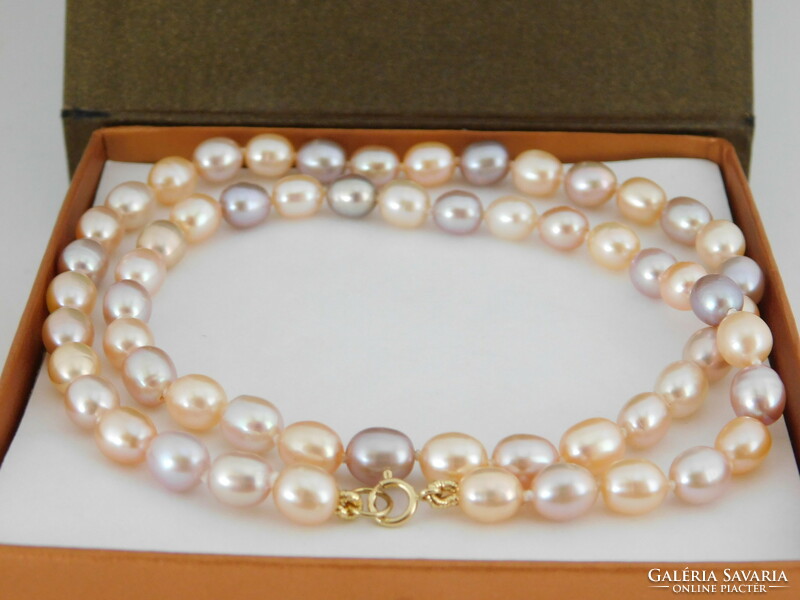 18 K Arany Multikolor Gyönyörű Gyöngy Nyaklánc