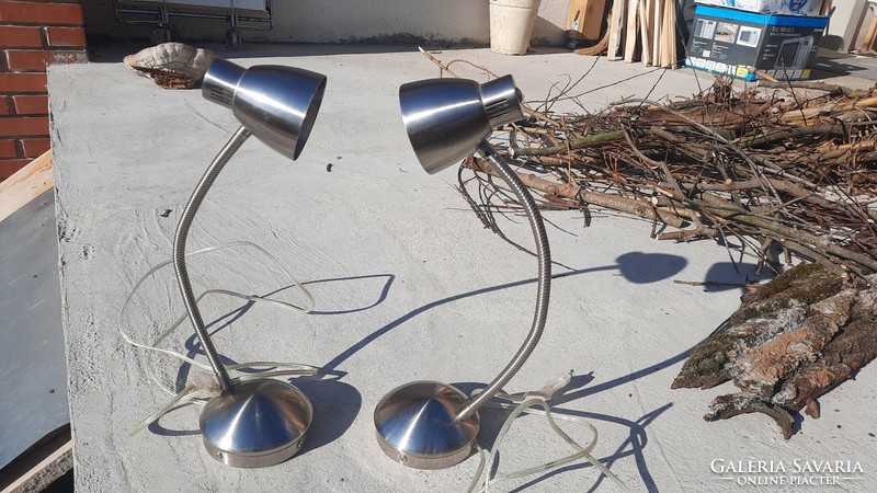 Globo metal chrome table lamp in a pair