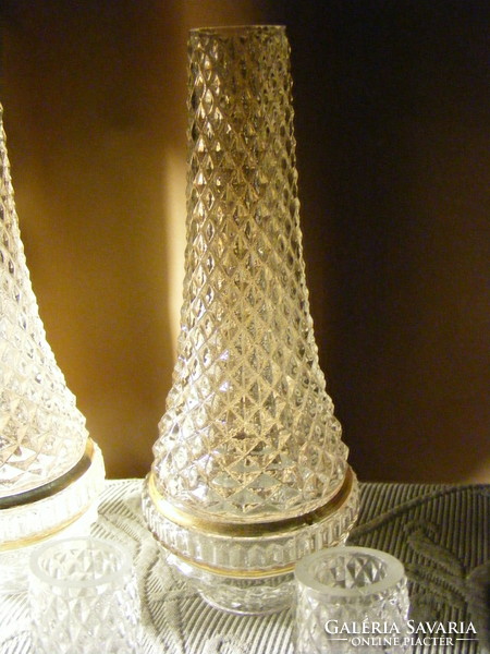 Retro petróleum lámpa üveg búra aranyozott szegéllyel