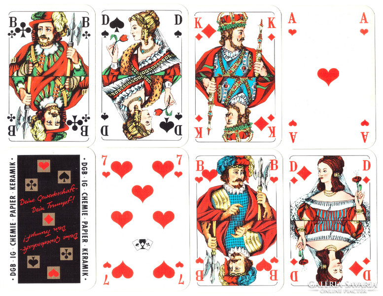 123. Francia sorozetjelű skat kártya berlini kártyakép Nürnberger Spielkarten 1975 körül 32 lap