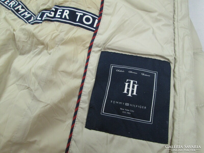 Original tommy hilfiger (l) women's luxury quality hooded quilted beige jacket