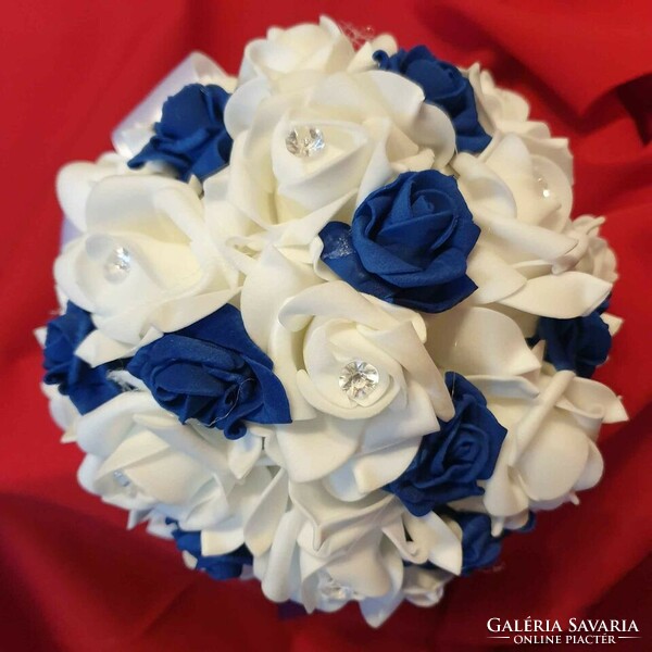 Wedding mcs05 - bridal bouquet, 3 groom's pins - blue foam rose set