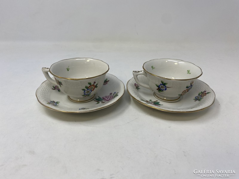 2 Herend Eton patterned porcelain coffee cups with bottoms