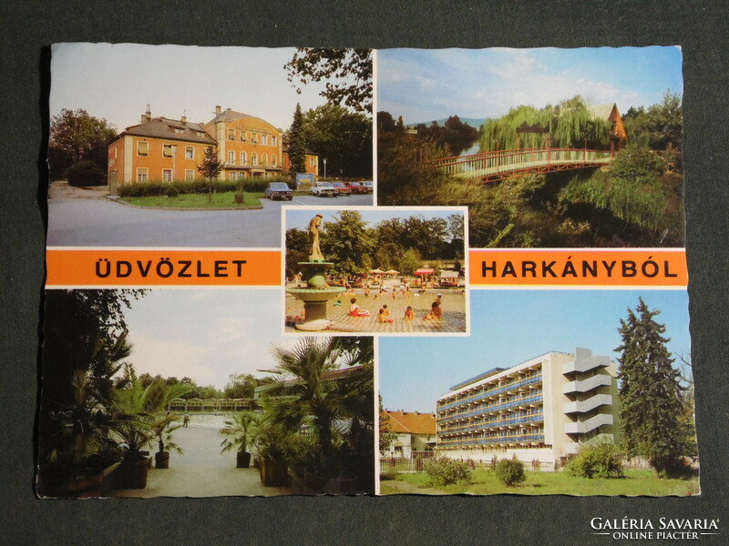 Postcard, Harkány mosaic details, mosquito island, restaurant, hotel, resort, beach