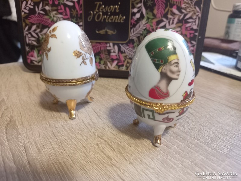 Fabergé porcelain jewelry holder eggs (antique, used)