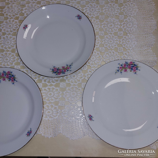Zsolnay, gyönyörű rózsacsokros porcelán nagy méretű lapos tányérok