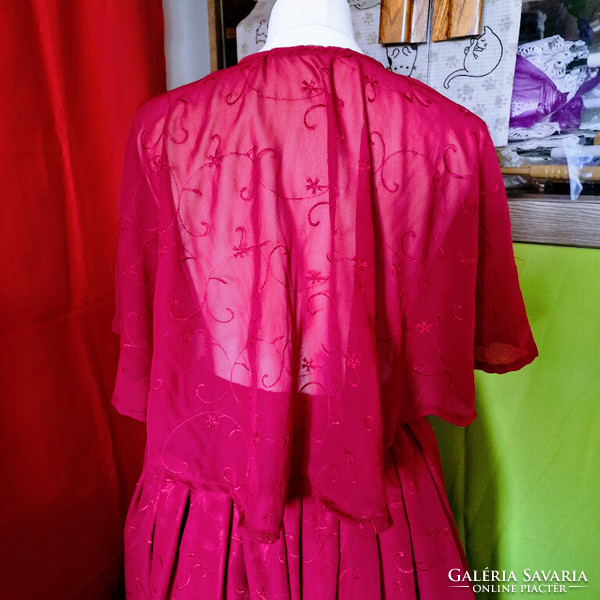 Wedding bol68 - elegant embroidered burgundy muslin bolero, cape
