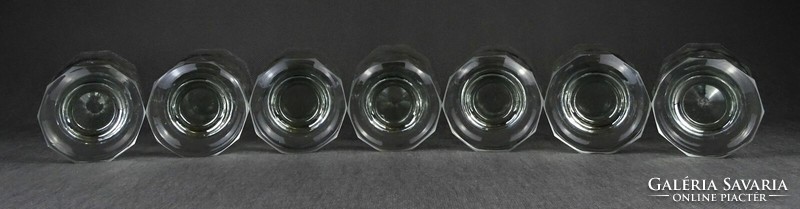 1O713 Antik Biedermeier talpas üveg pohár készlet 7 darab