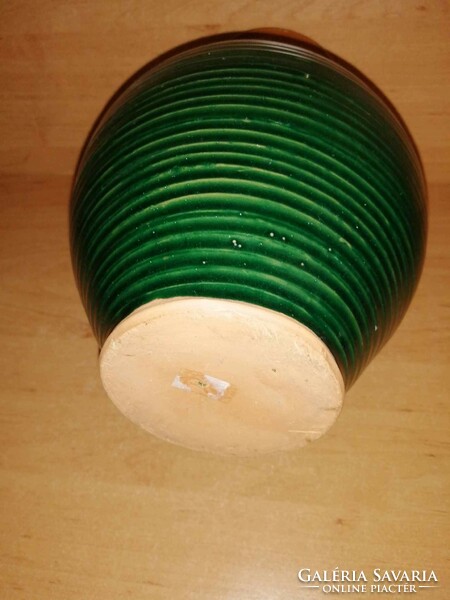 Zöld mázas kerámia kancsó, kiöntő 23 cm