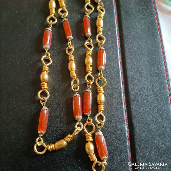 82 cm long mineral necklace with copper spacers