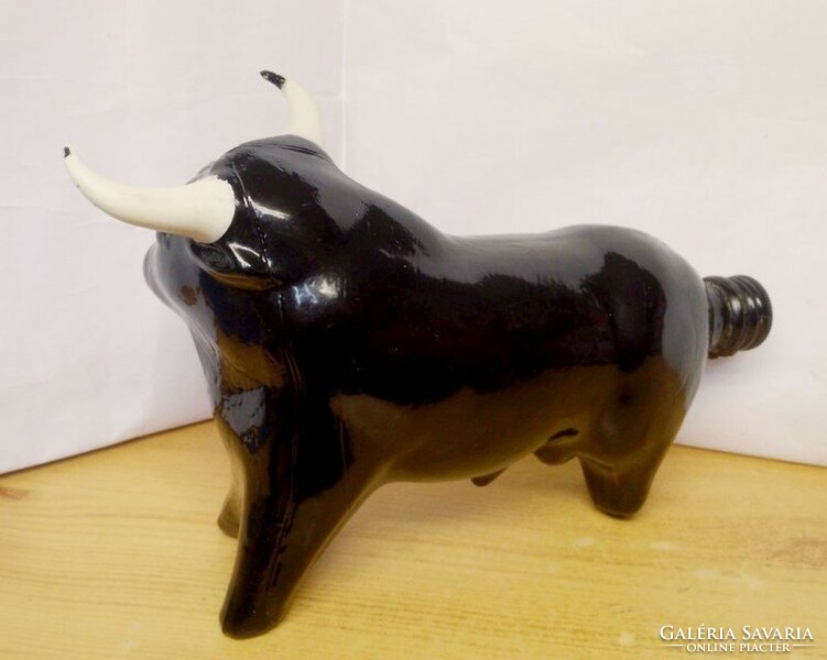 Glass bull filled with sangria, a specialty from Spain, in perfect condition