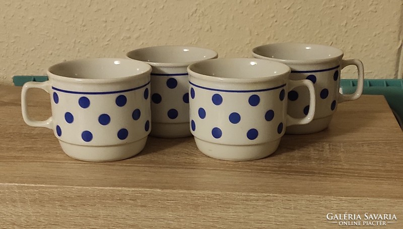 Retro zsolnay blue polka dot cocoa mug