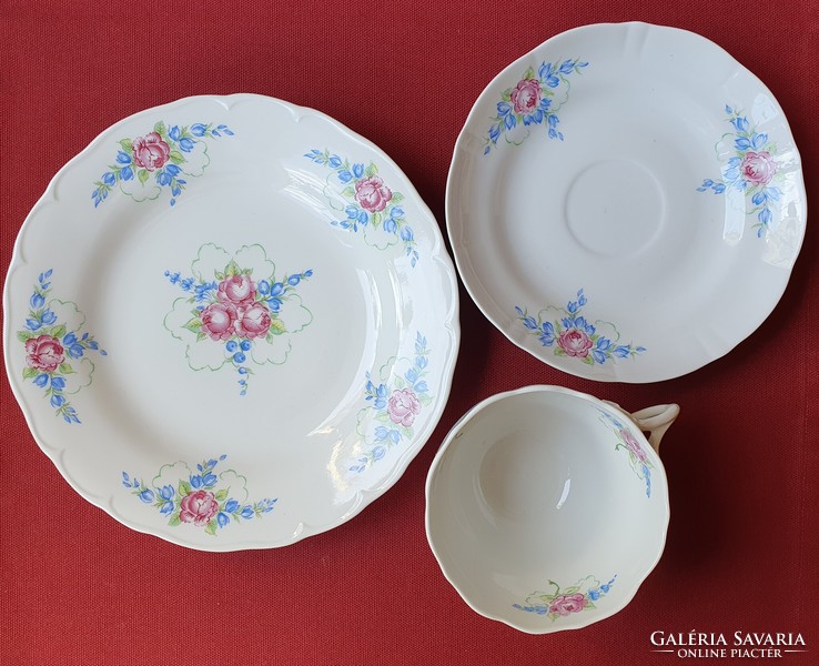 Pmp German porcelain breakfast set coffee tea cup saucer small plate with flower pattern