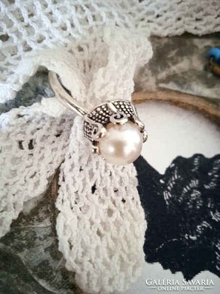 Old silver-plated pearl ring