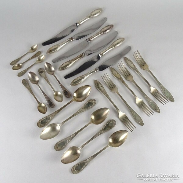 1Q269 old thick silver-plated Russian cutlery set 24 pieces