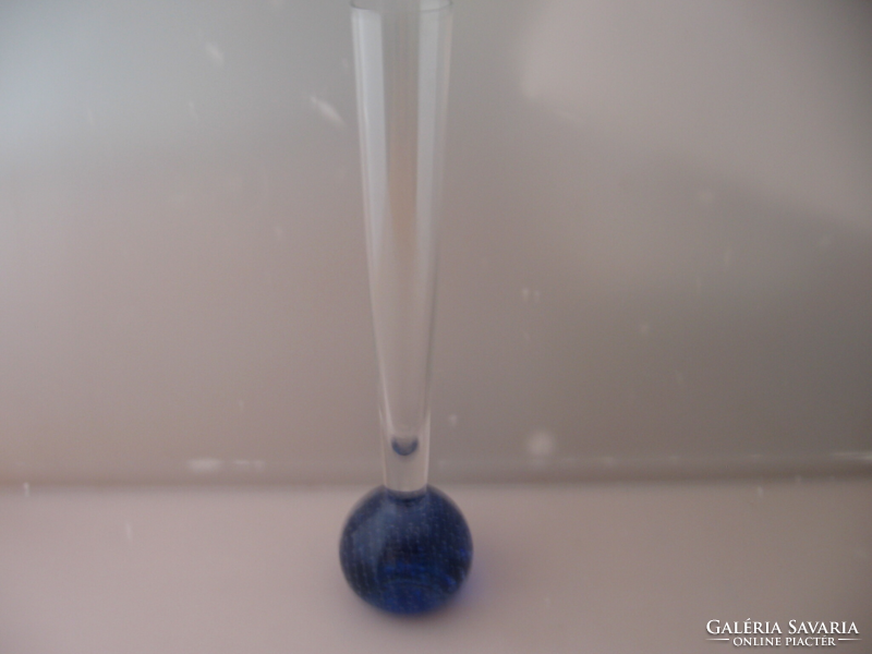Buborékos kék aljú szálas váza cseh Zlatno