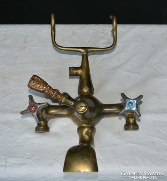Art deco copper tub faucet with shower holder antique brass bathroom faucet