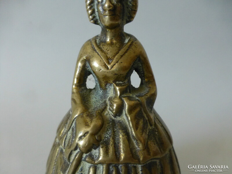 Antique brass servant bell. Victorian, girl-shaped