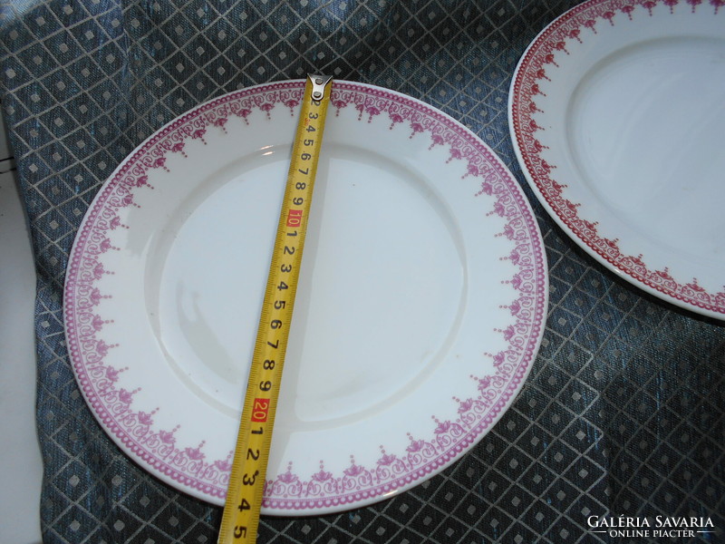 2 db antik﻿ Bécsi porcelánfajansz  tányér rózsaszín szegéllyel Albin Denk Wien