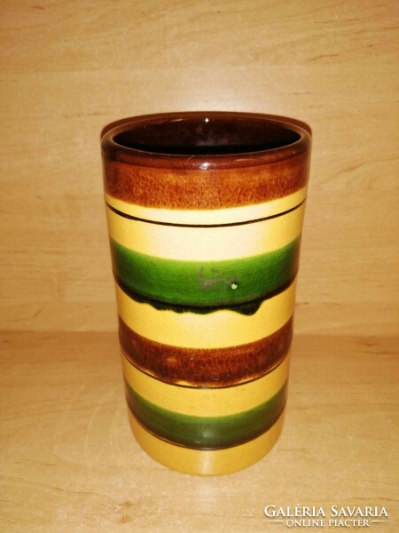 Retro striped ceramic vase 16 cm high (39/d)