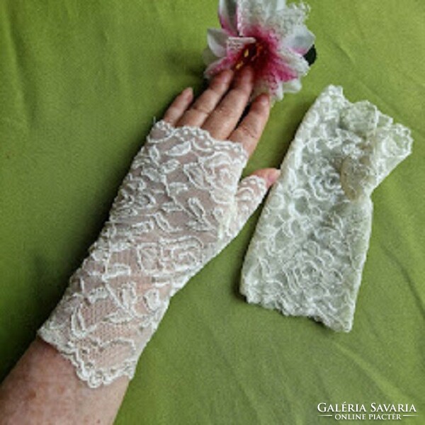 Wedding kty78 - 18cm one-finger ecru lace gloves