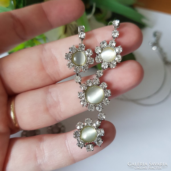 New bridal cat's eye rhinestone jewelry set - necklace + earrings