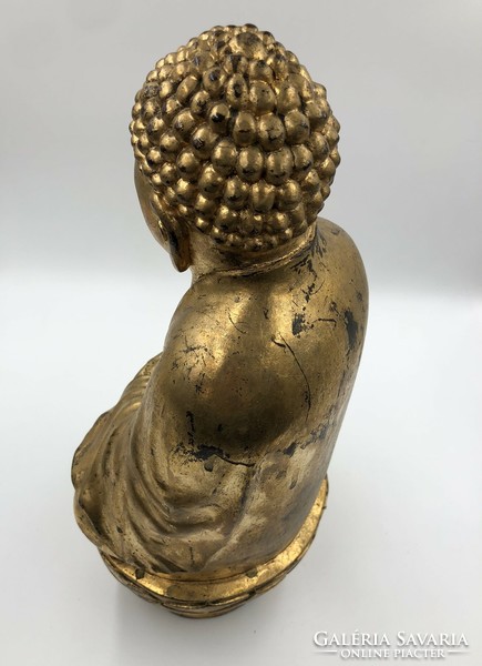 Aranyozott fa buddha szobor