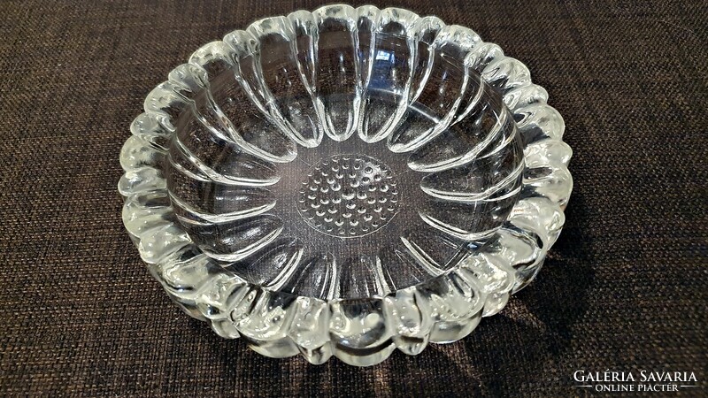 Old, heavy, lead crystal offering bowl, centerpiece. 20 cm diameter.