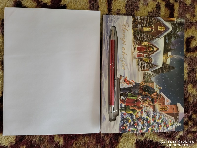 Karácsonyi térbeli képeslap, ajándék tollal és borítékkal (10 db)