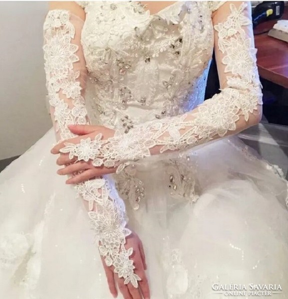 Wedding kty93 - off-white lace gloves that can be hung on 52cm fingers