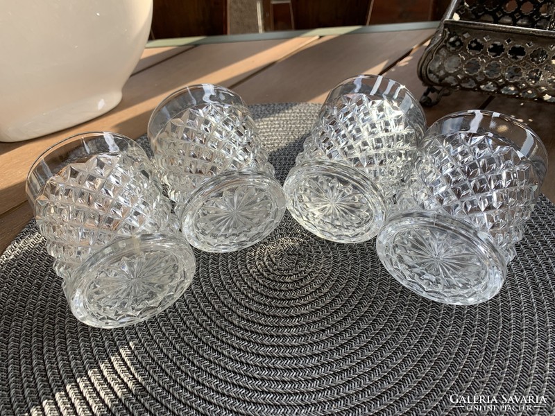 Vintage 4 pcs. Diamond-patterned whiskey glasses or for candle holders, also in pieces
