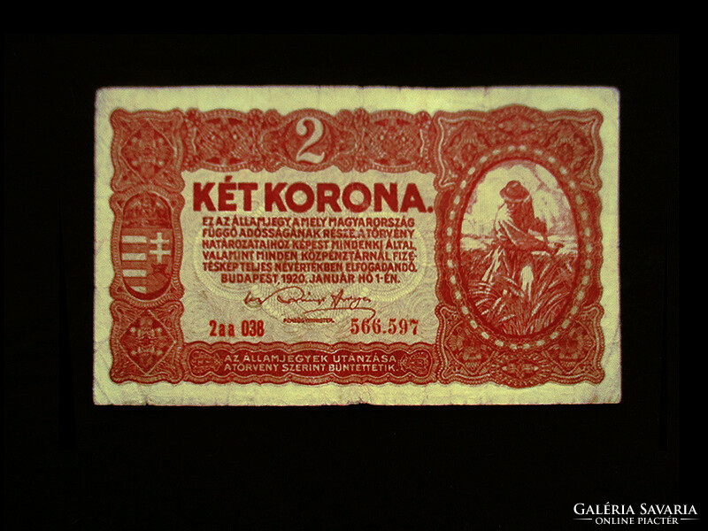 2 Korona - /national stamp - 1920 (6 red digits ...Middle point!)