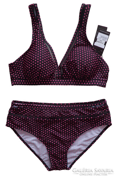 Új címkés fekete-pink pöttyös retro bikini fürdőruha