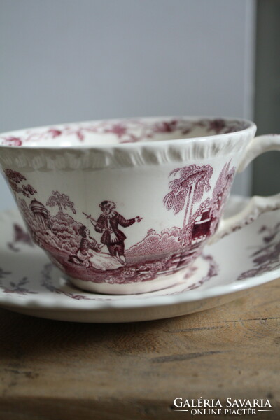 Mason's England watteau purple English earthenware cup set - rare, with a small flaw