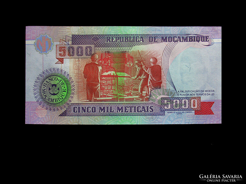 Unc - 5000 meticais - Mozambique - 1991 (with the image of the tragic president Samora Machel!) Read!