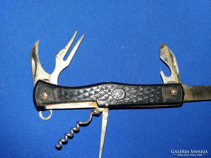Antik többfunkciós francia gall kakasos ( svájci bicska jellegű) túlélő bicska / kés a képek szerint